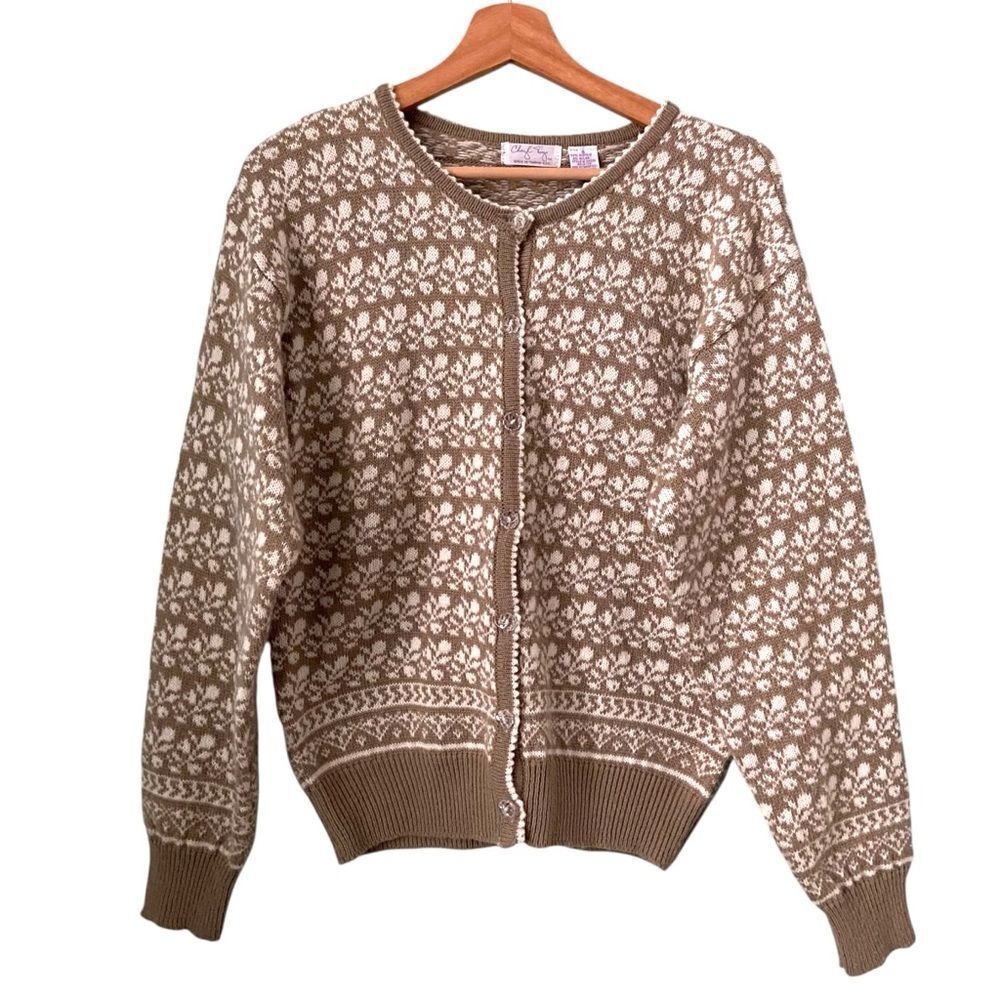 Vintage Cheryl Tiegs Brown Patterned Sweater in Size Small